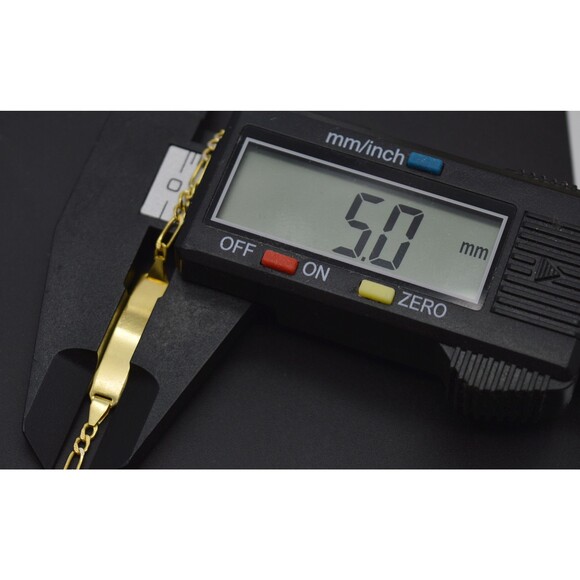 REAL 10K Yellow Gold 5.5" Figaro ID baby Childrens Bracelet + Engraving 1.8 gr - Picture 4 of 5